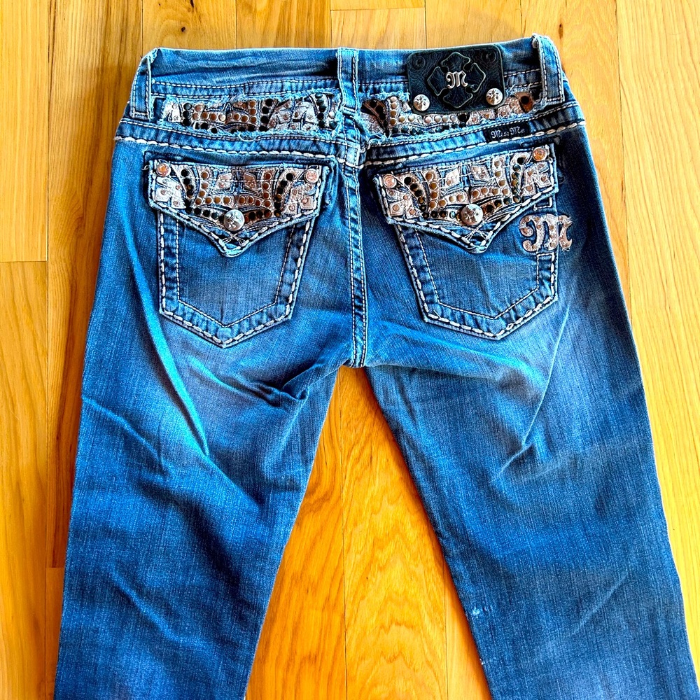 Miss Me Women's Blue Boot Cut Jeans with Embellished Pockets - Picture 5 of 7